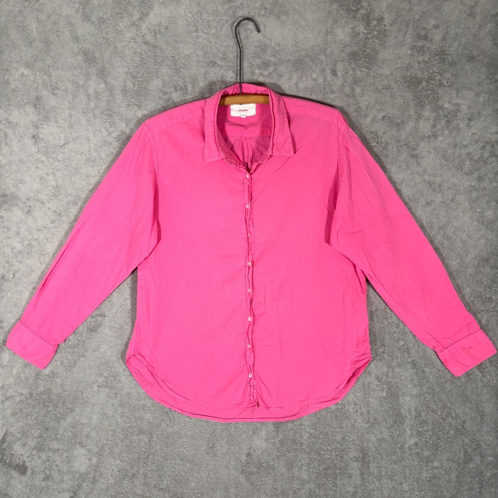 Xirena Beau Cotton Poplin Button Down Shirt Pink Long Sleeve Medium Made in USA